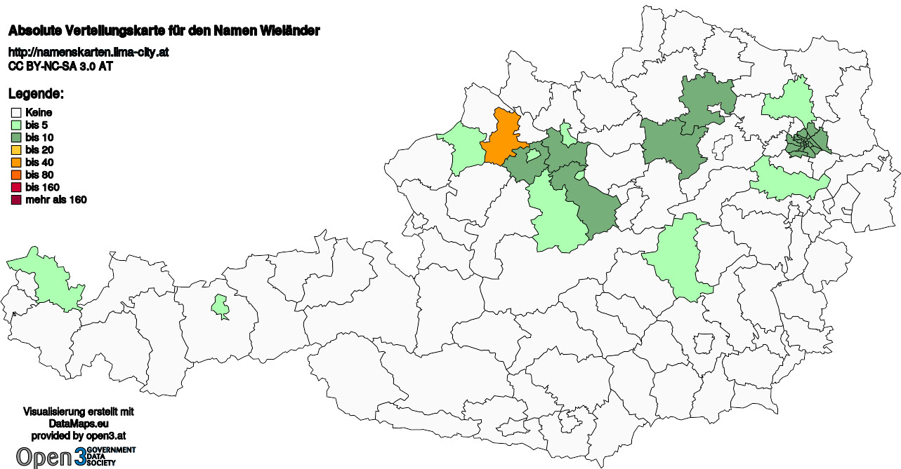 Absolute Verteilungskarten Nachnamen Wieländer