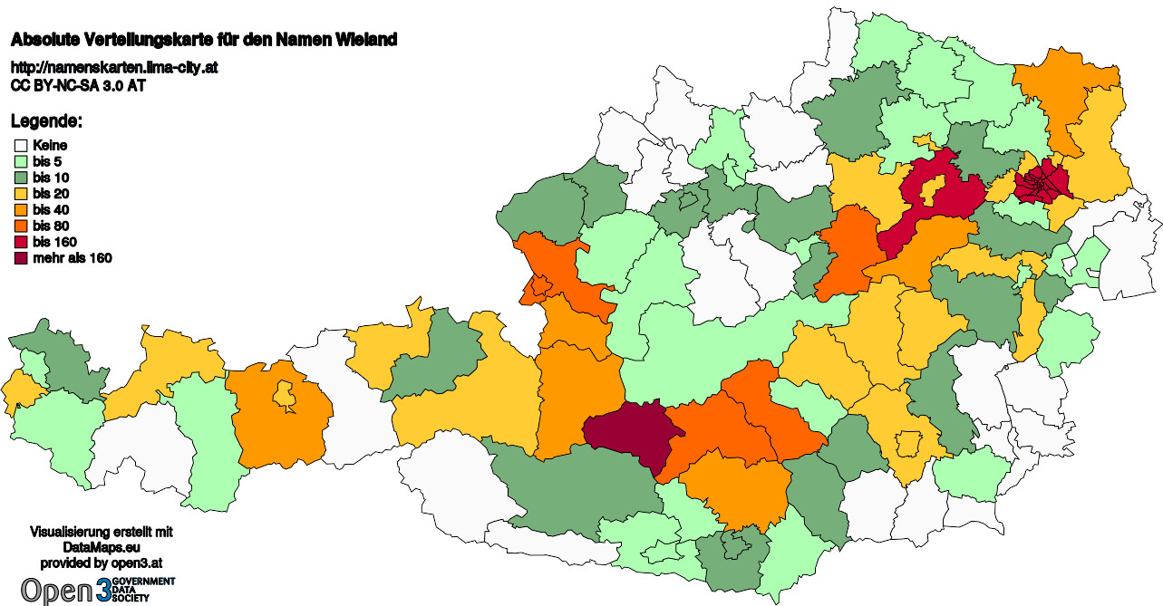 Absolute Verteilungskarten Nachnamen Wieland