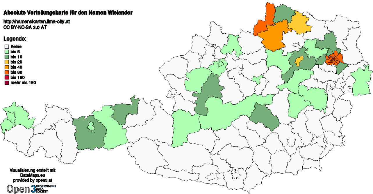 Absolute Verteilungskarten Nachnamen Wielander