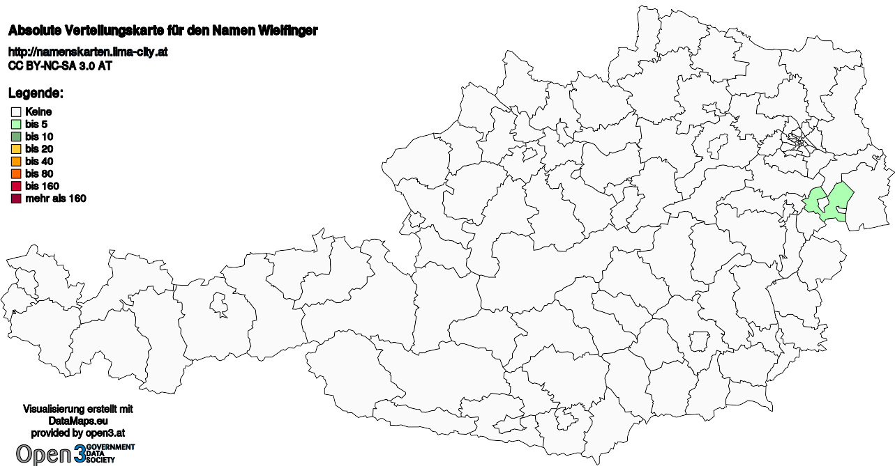 Absolute Verteilungskarten Nachnamen Wielfinger