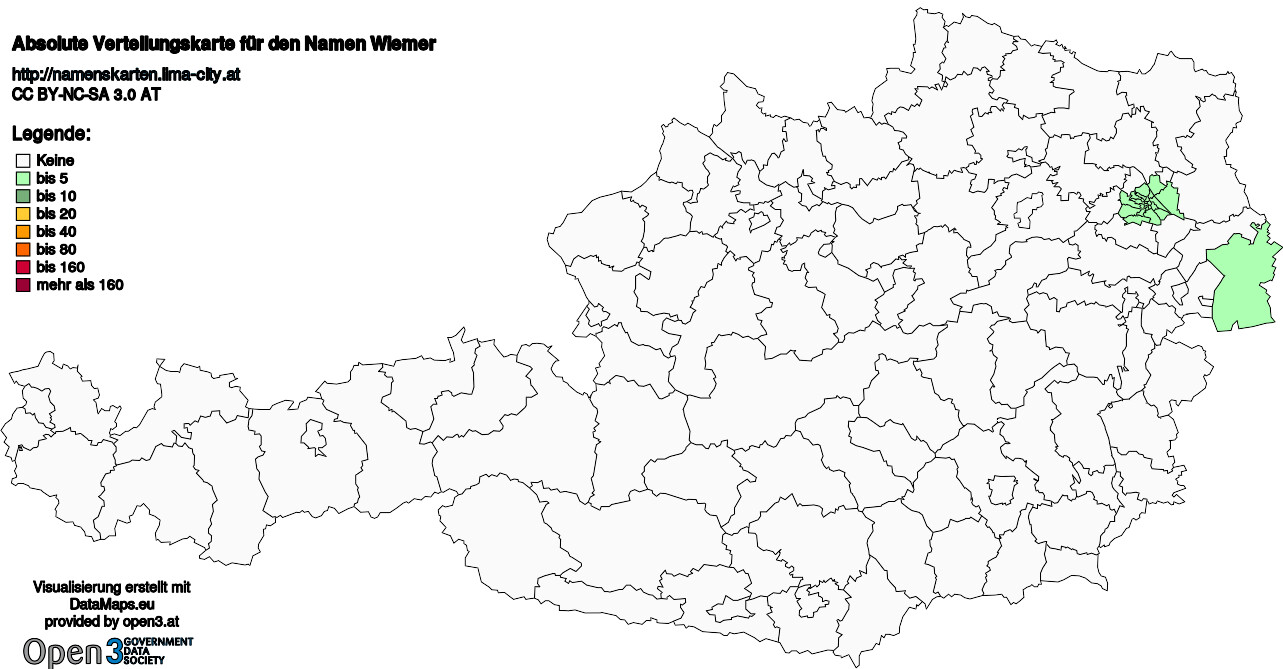 Absolute Verteilungskarten Nachnamen Wiemer