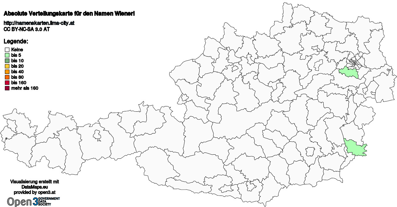 Absolute Verteilungskarten Nachnamen Wienerl
