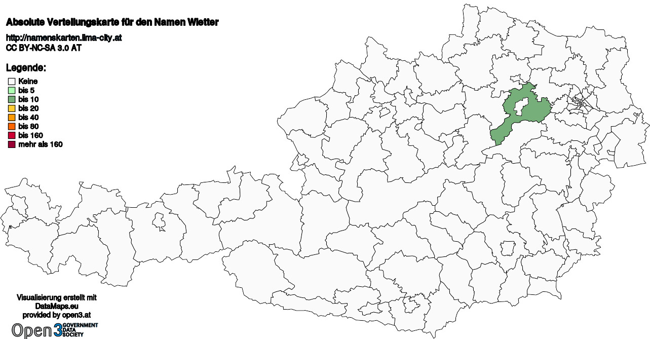 Absolute Verteilungskarten Nachnamen Wietter
