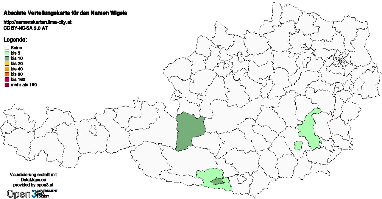 Absolute Verteilungskarten Nachnamen Wigele