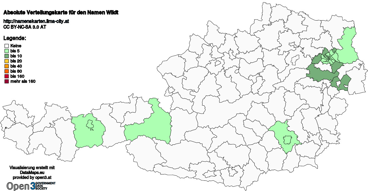 Absolute Verteilungskarten Nachnamen Wildt