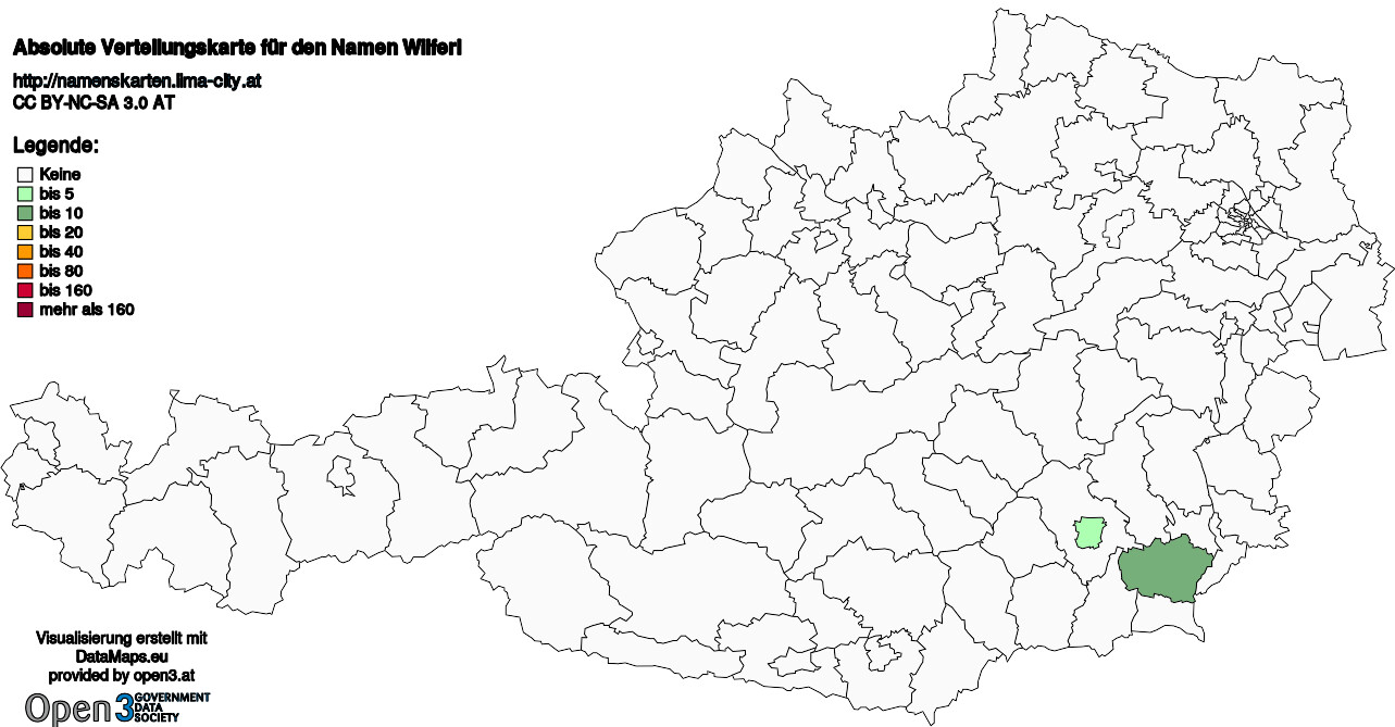 Absolute Verteilungskarten Nachnamen Wilferl