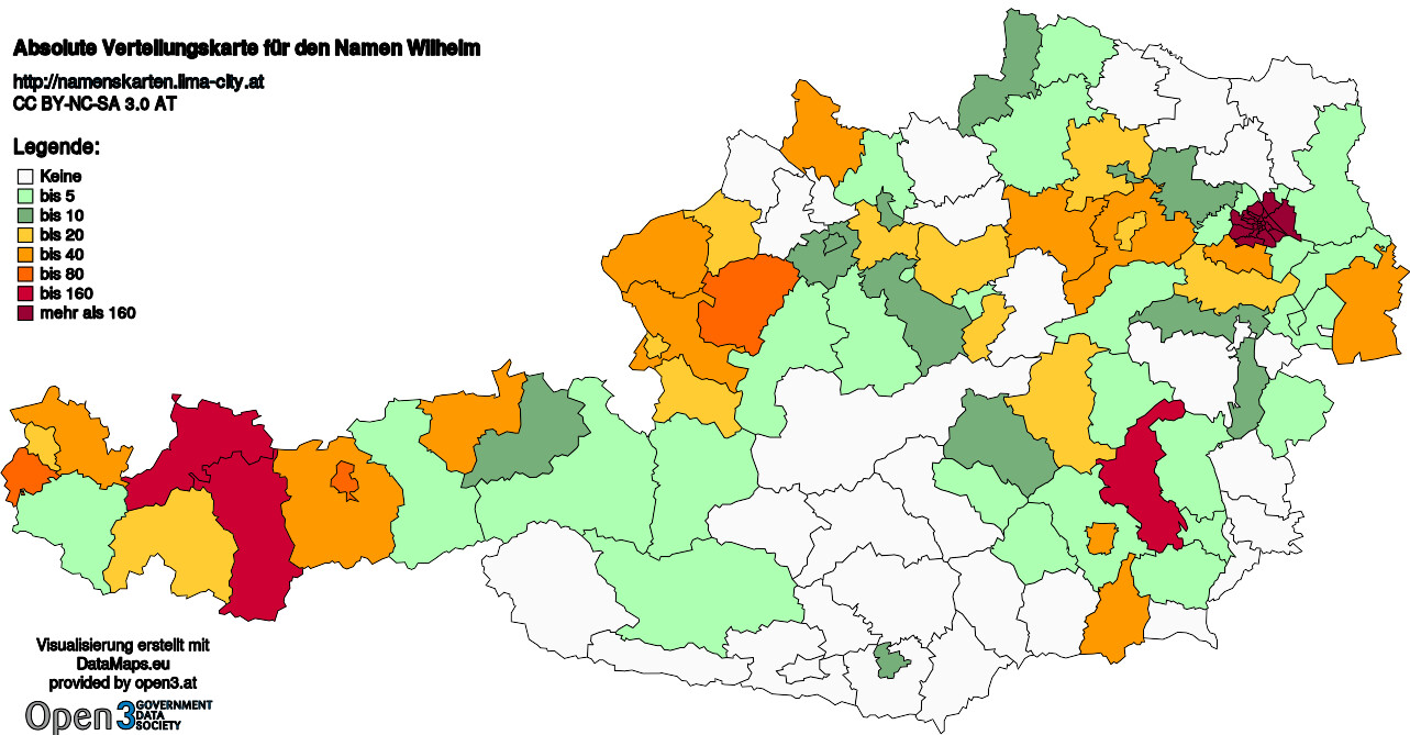 Absolute Verteilungskarten Nachnamen Wilhelm