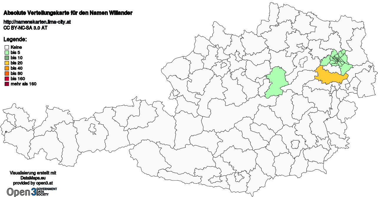 Absolute Verteilungskarten Nachnamen Willander