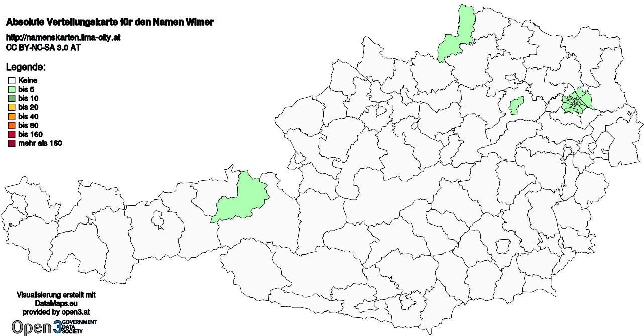Absolute Verteilungskarten Nachnamen Wimer
