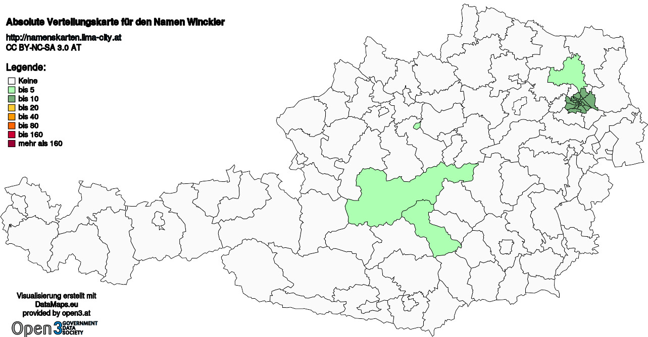 Absolute Verteilungskarten Nachnamen Winckler