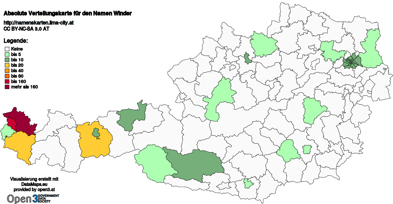 Absolute Verteilungskarten Nachnamen Winder