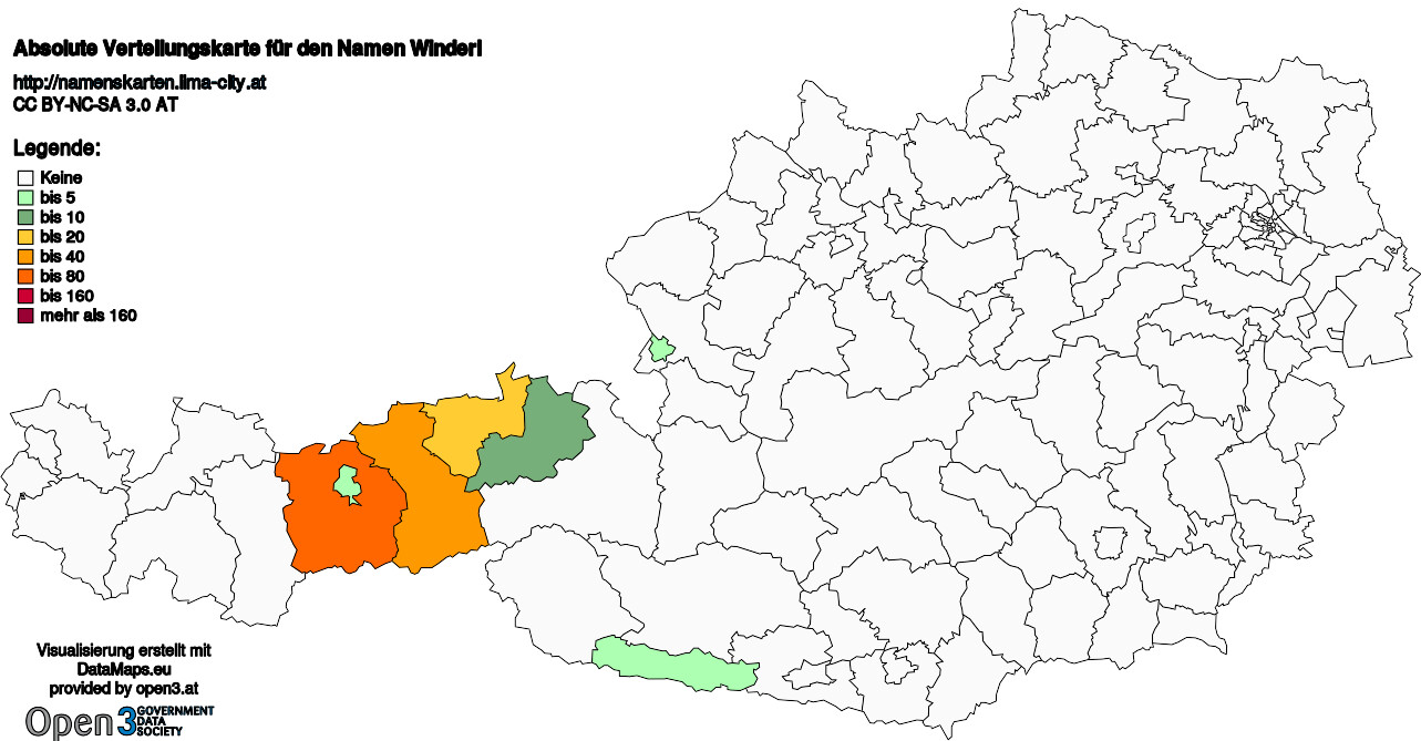 Absolute Verteilungskarten Nachnamen Winderl