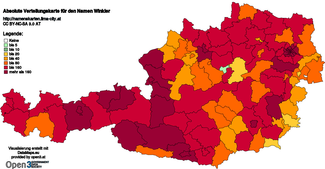 Absolute Verteilungskarten Nachnamen Winkler