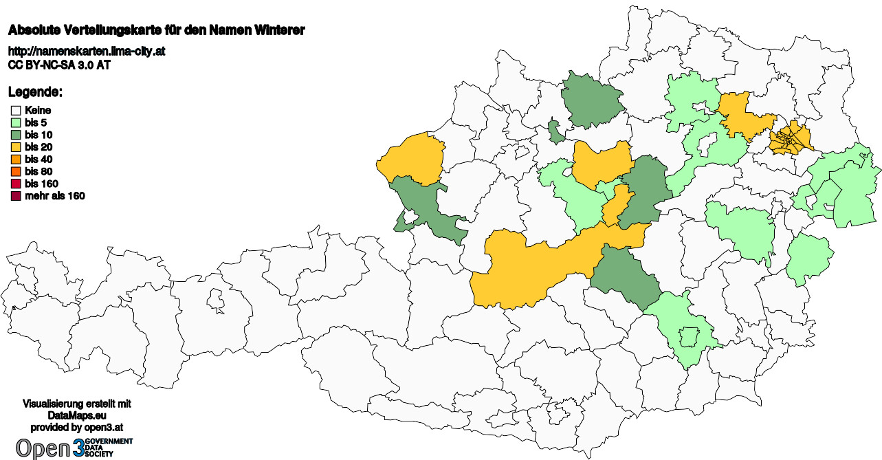 Absolute Verteilungskarten Nachnamen Winterer