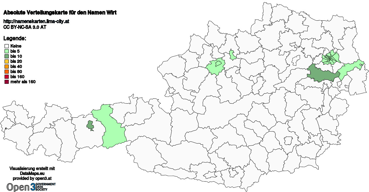 Absolute Verteilungskarten Nachnamen Wirt
