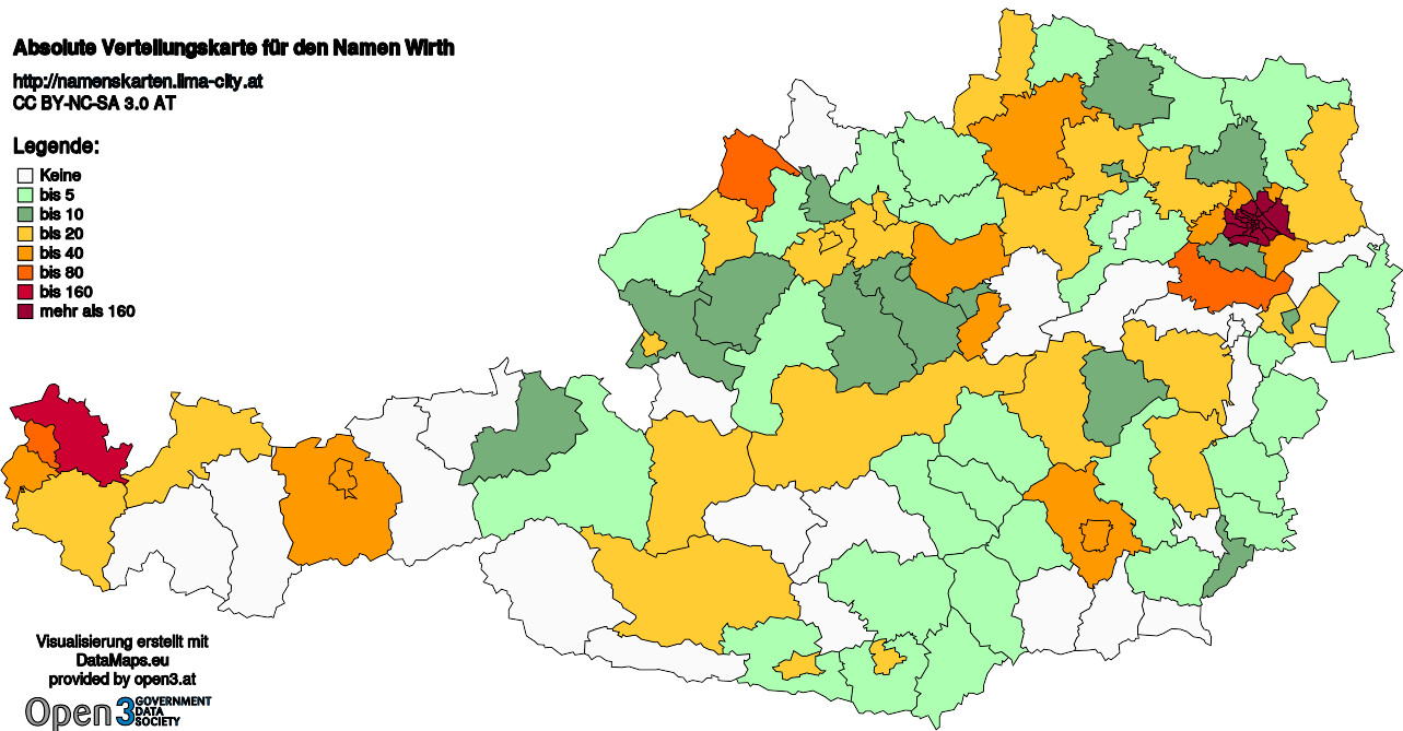 Absolute Verteilungskarten Nachnamen Wirth