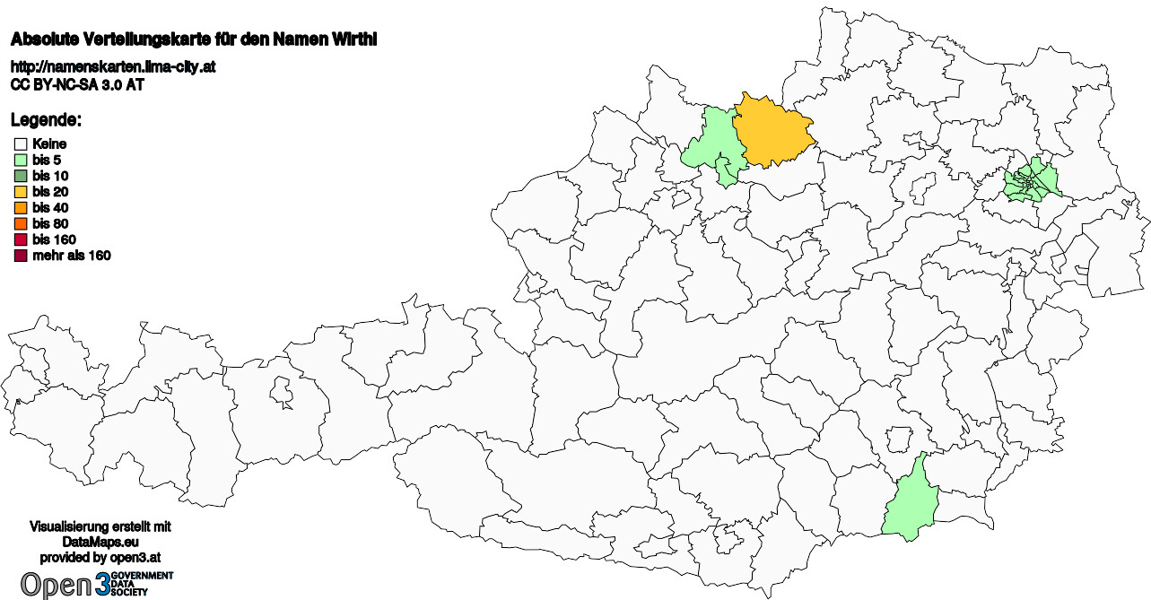 Absolute Verteilungskarten Nachnamen Wirthl