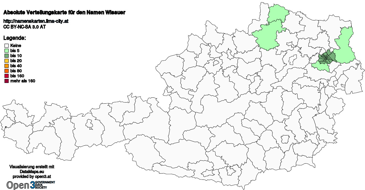 Absolute Verteilungskarten Nachnamen Wisauer