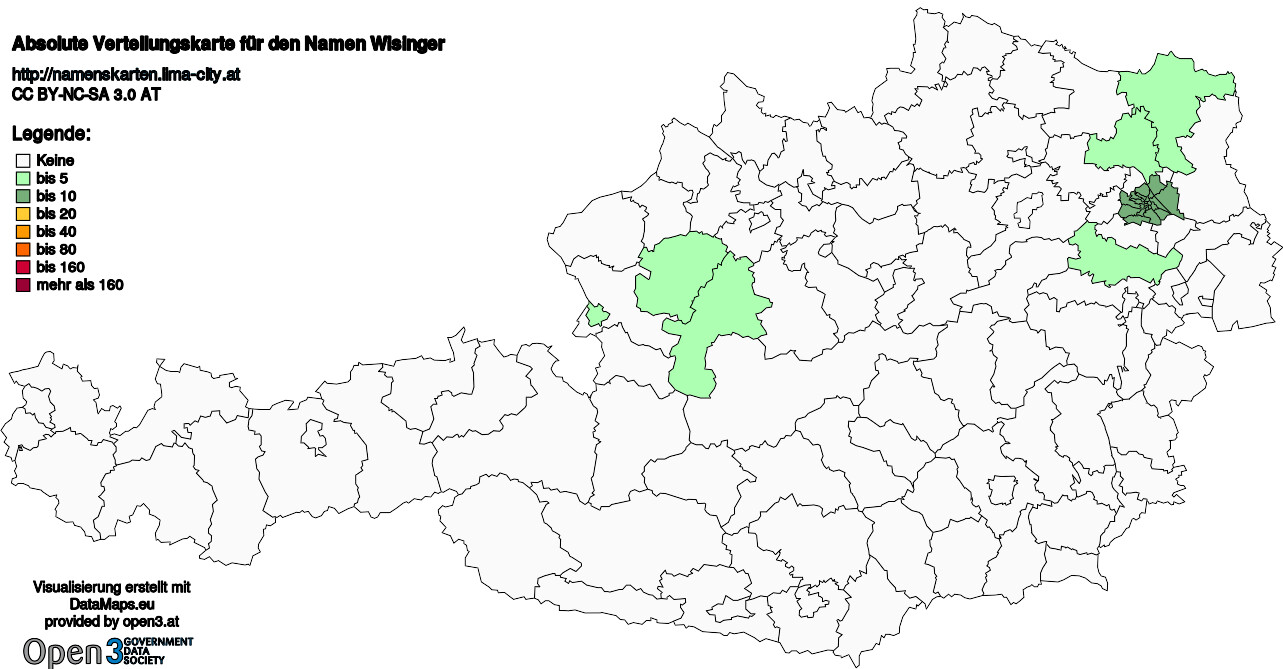 Absolute Verteilungskarten Nachnamen Wisinger
