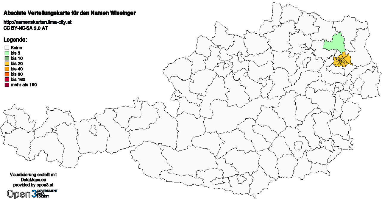 Absolute Verteilungskarten Nachnamen Wissinger