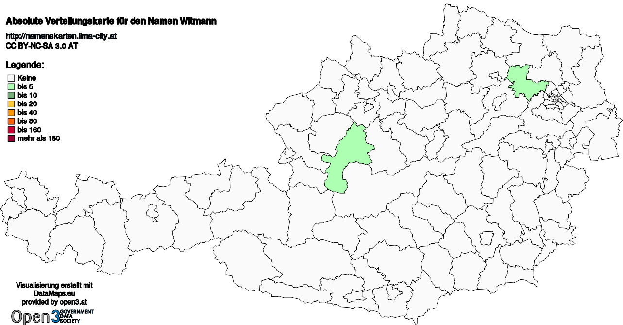 Absolute Verteilungskarten Nachnamen Witmann