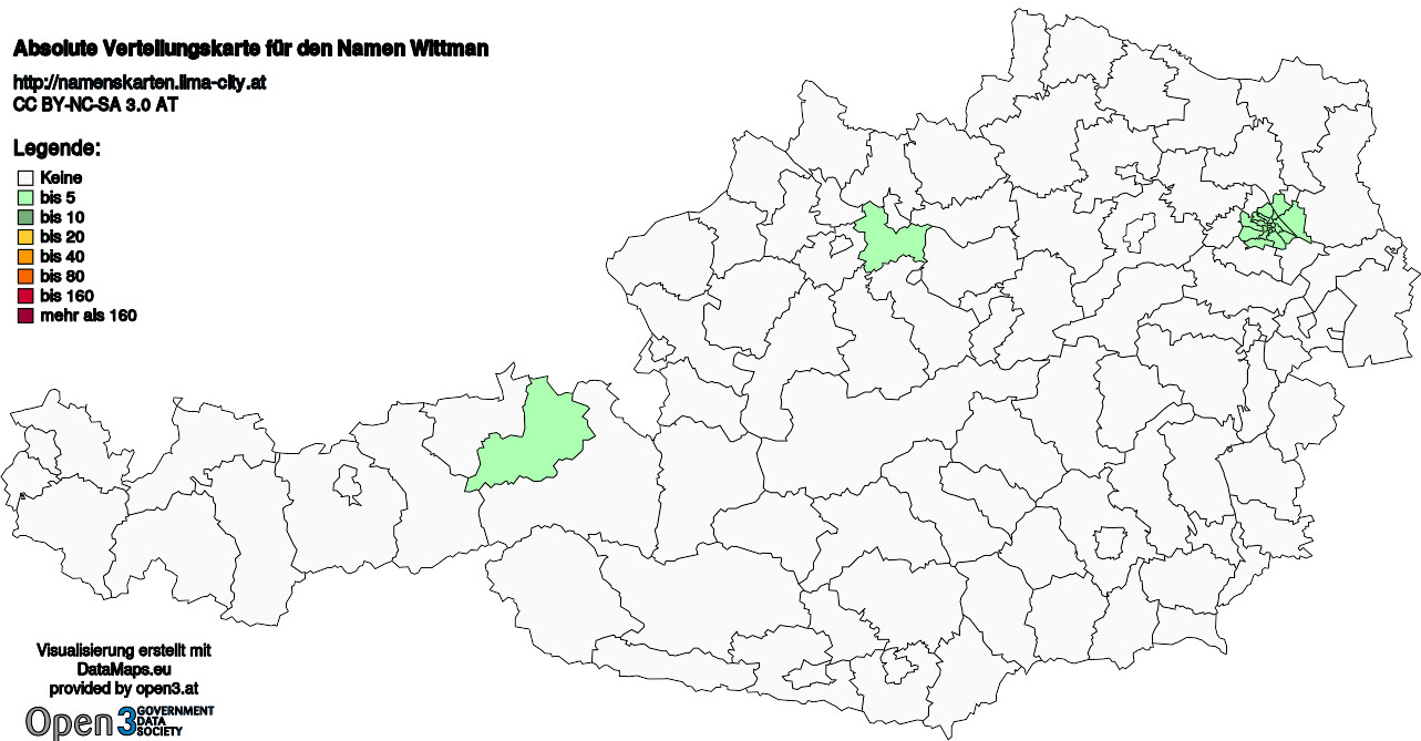 Absolute Verteilungskarten Nachnamen Wittman