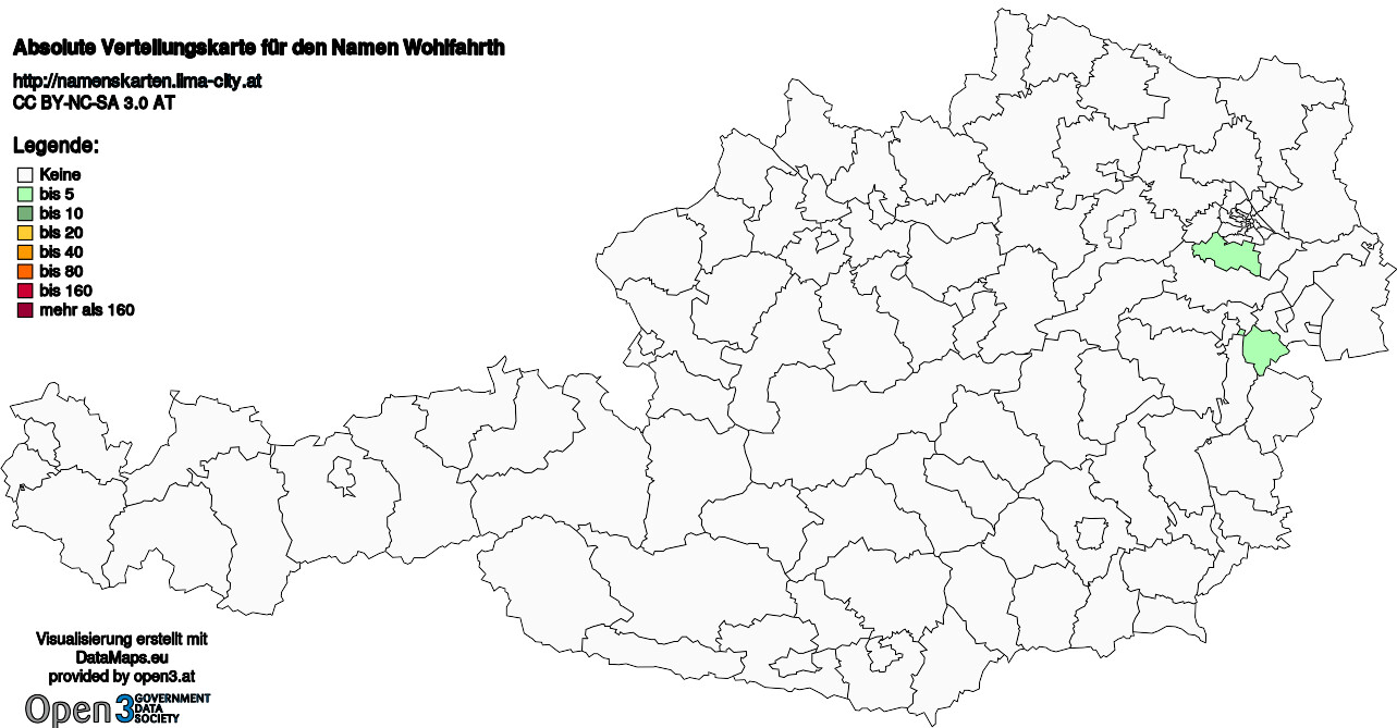 Absolute Verteilungskarten Nachnamen Wohlfahrth