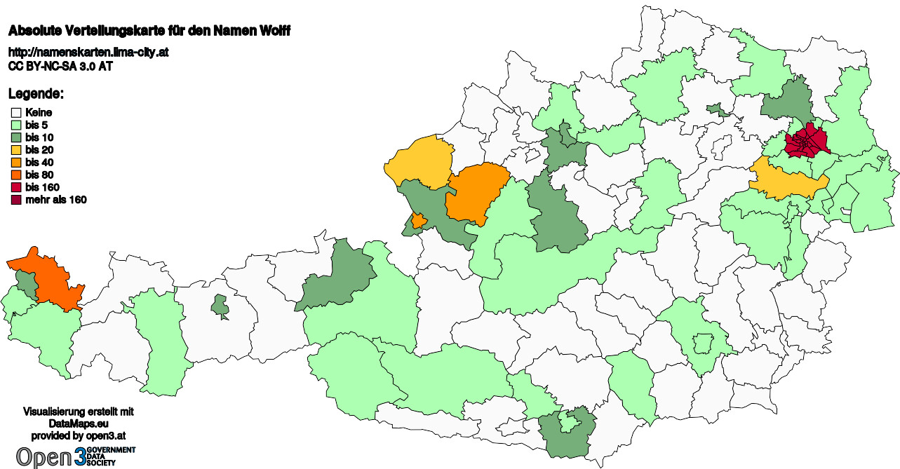 Absolute Verteilungskarten Nachnamen Wolff