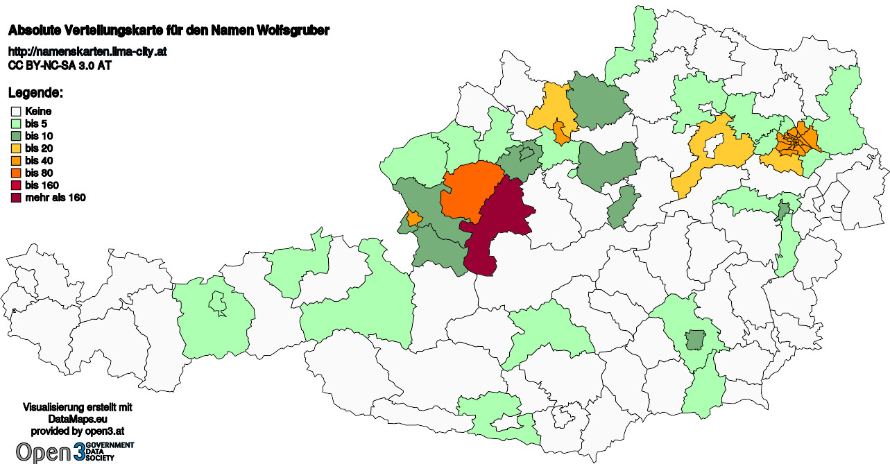 Absolute Verteilungskarten Nachnamen Wolfsgruber