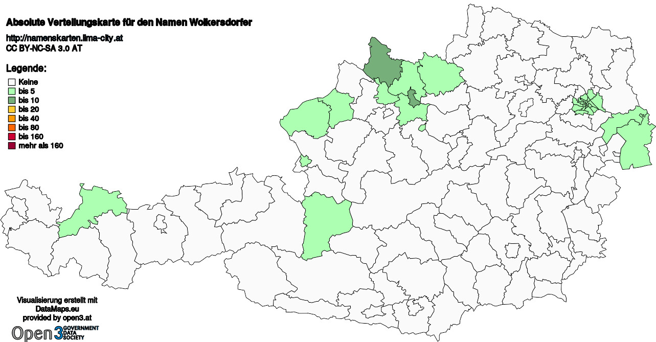 Absolute Verteilungskarten Nachnamen Wolkersdorfer