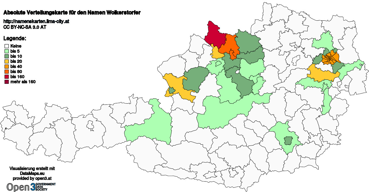 Absolute Verteilungskarten Nachnamen Wolkerstorfer