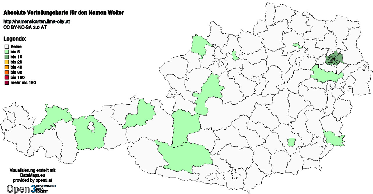 Absolute Verteilungskarten Nachnamen Wolter