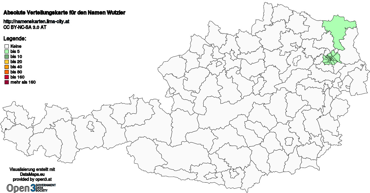 Absolute Verteilungskarten Nachnamen Wutzler
