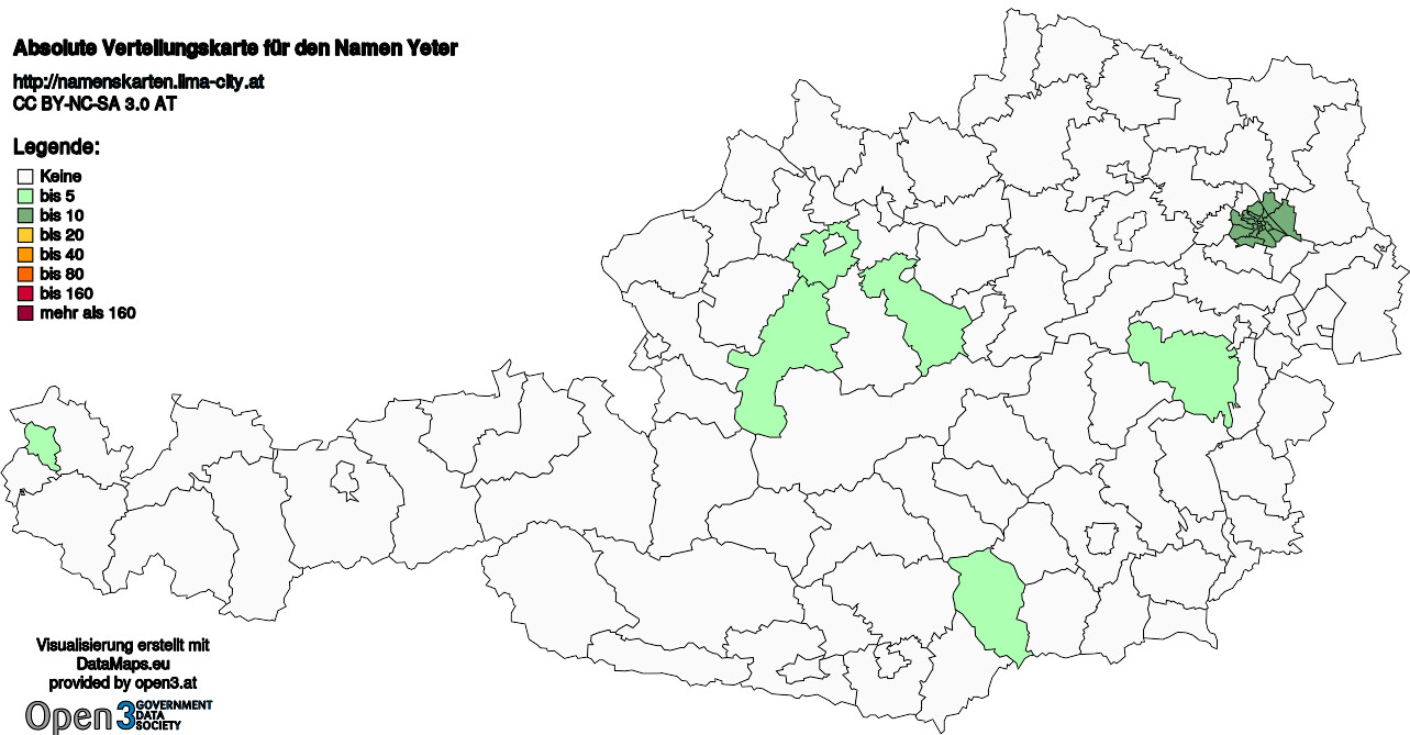 Absolute Verteilungskarten Nachnamen Yeter
