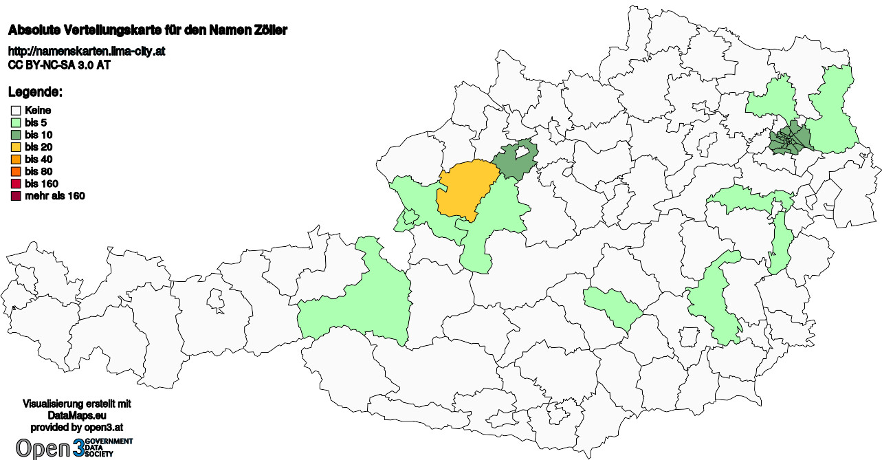 Absolute Verteilungskarten Nachnamen Zöller