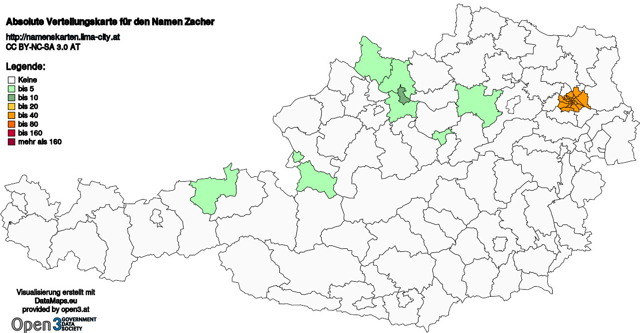 Absolute Verteilungskarten Nachnamen Zacher