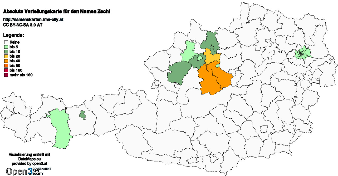 Absolute Verteilungskarten Nachnamen Zachl