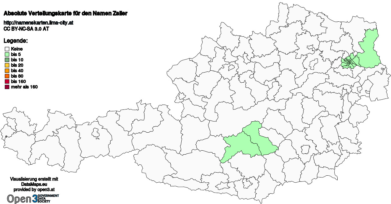 Absolute Verteilungskarten Nachnamen Zailer
