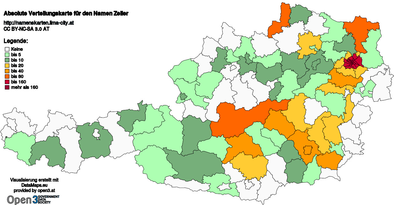 Absolute Verteilungskarten Nachnamen Zeiler