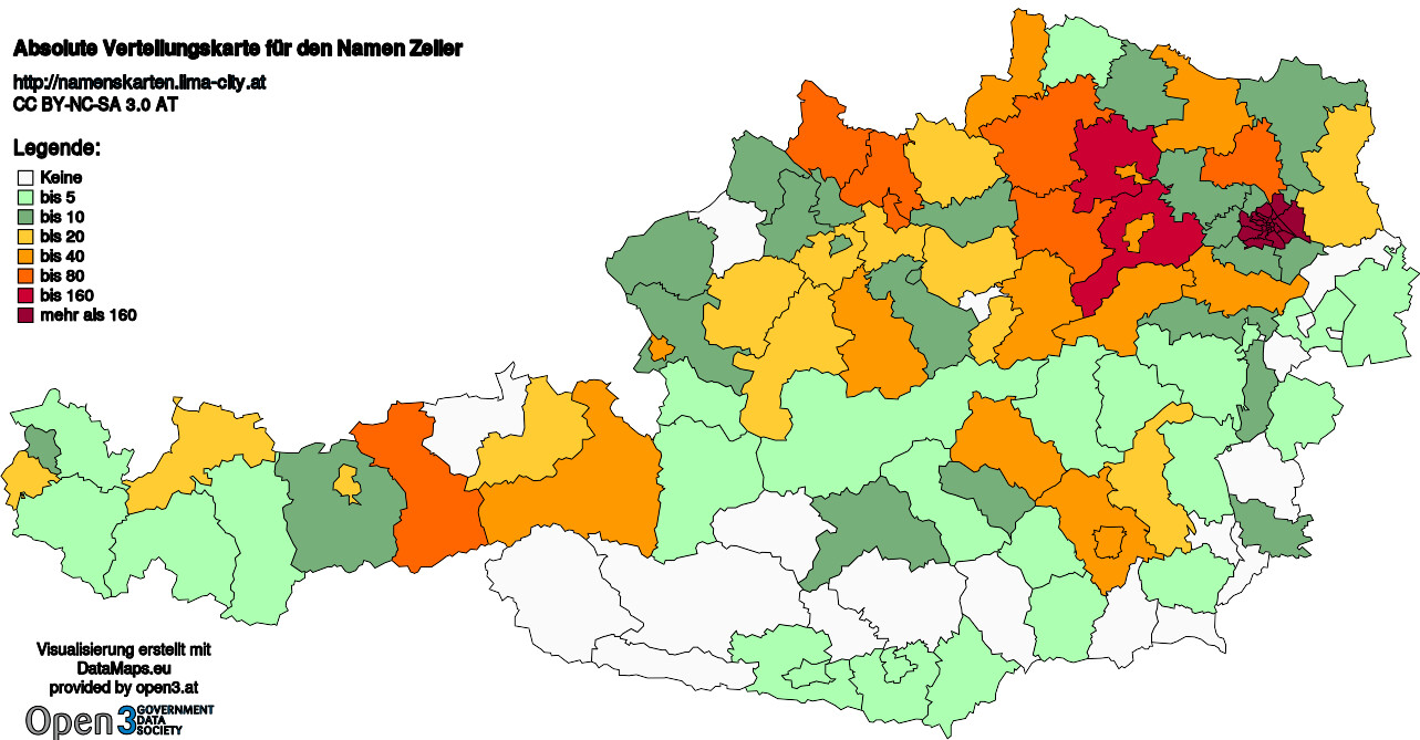 Absolute Verteilungskarten Nachnamen Zeller