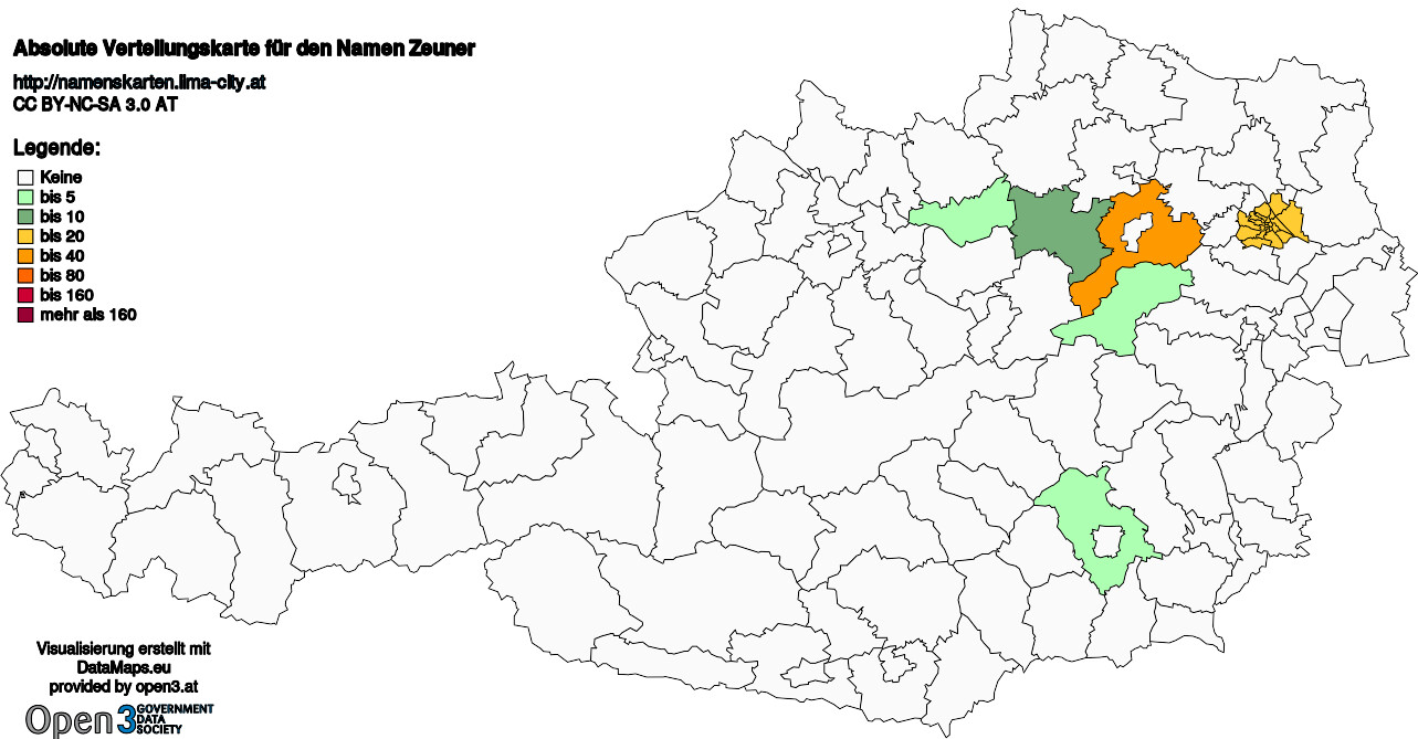 Absolute Verteilungskarten Nachnamen Zeuner