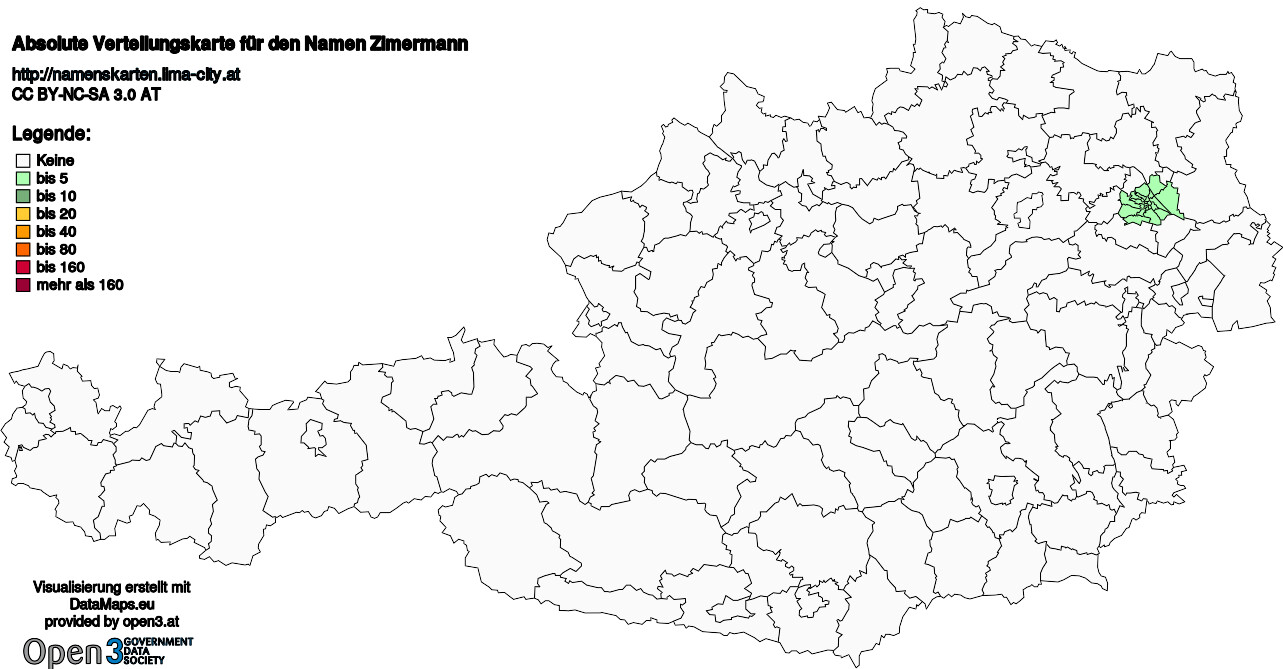 Absolute Verteilungskarten Nachnamen Zimermann