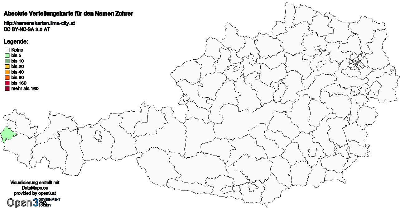 Absolute Verteilungskarten Nachnamen Zohrer