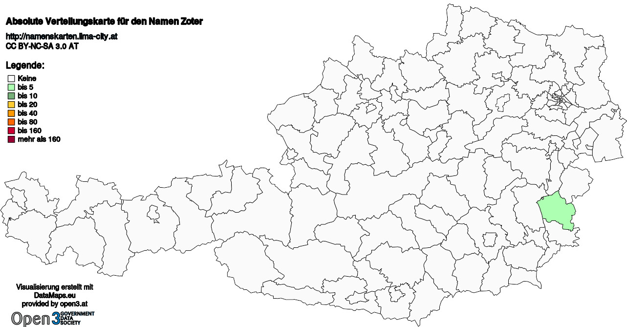 Absolute Verteilungskarten Nachnamen Zoter