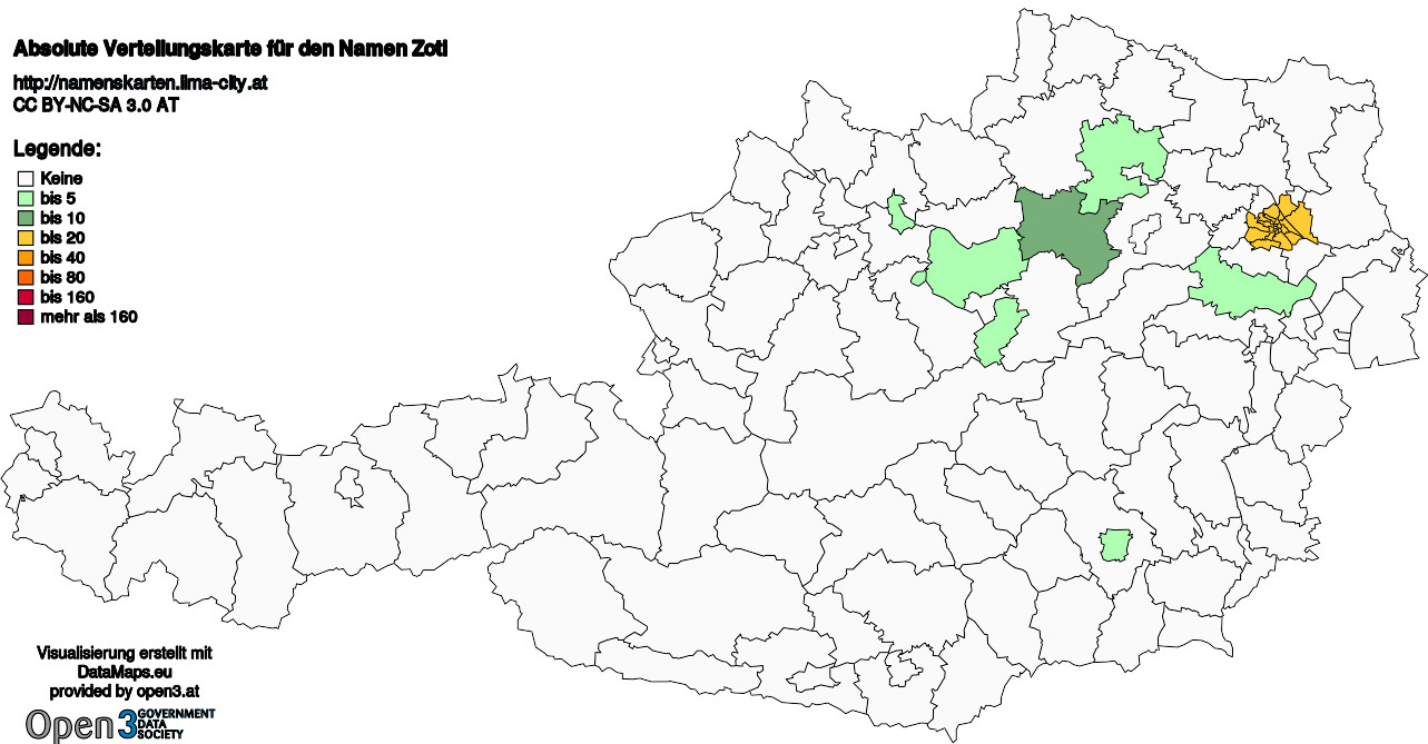 Absolute Verteilungskarten Nachnamen Zotl