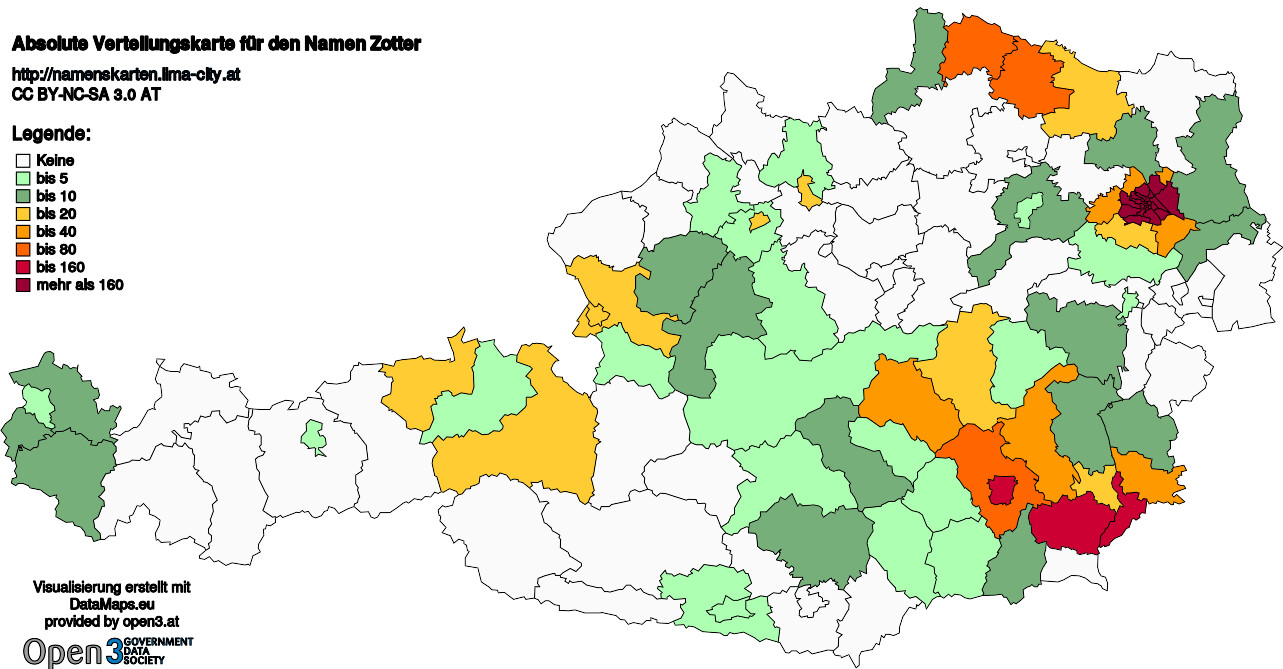 Absolute Verteilungskarten Nachnamen Zotter